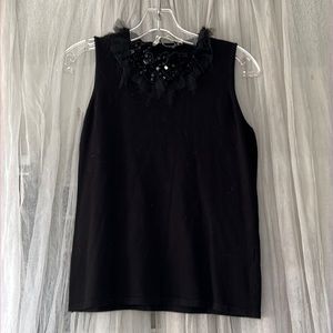 ⭐️ Marina Rinaldi Luxury black sleeveless bling glamour sequins top women S